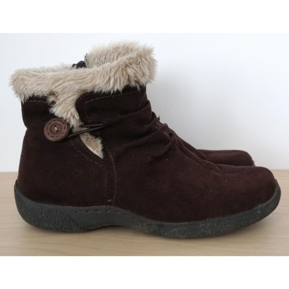 BARETRAPS Brown Suede Fur Trim Winter Boots - Picture 1 of 8